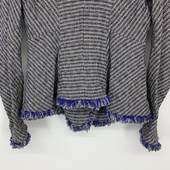 Theyskens' Theory Jossak Jacket Womens 2 Blue Tweed Stretch Button Fray Trim - Picture 11 of 11